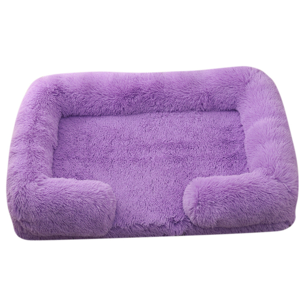 AbbyPaw Fluffy Calming Sofa Dog Bed - Faux Fur